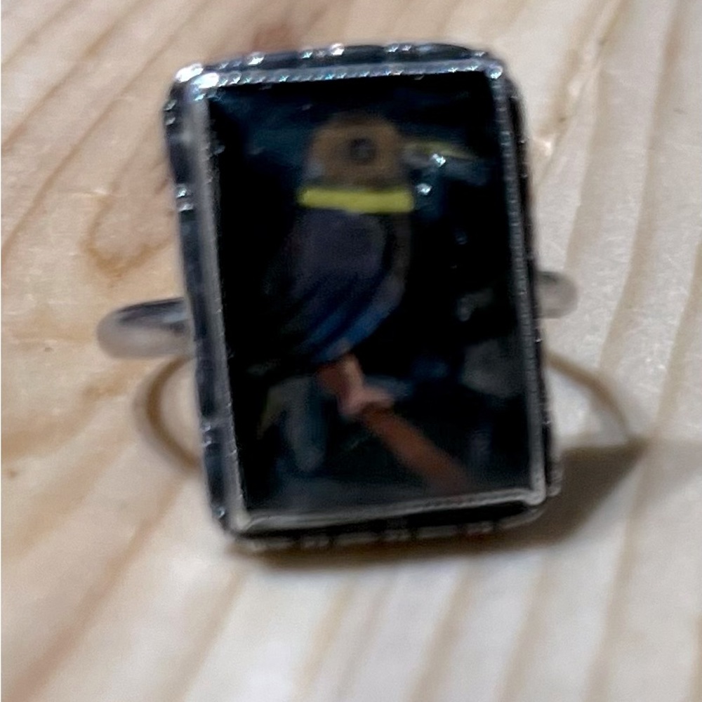 Thomas Mott kingfisher antique 1920s ring vintage rare 7 sterling silver marked - Picture 7 of 17